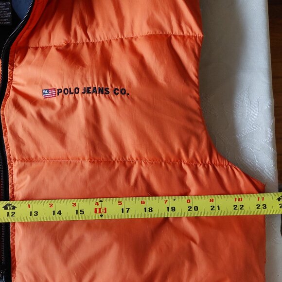 Ralph Lauren Polo Jeans Co Down Vest Boys Sz XL 20 Orange Duck Down - Picture 9 of 12
